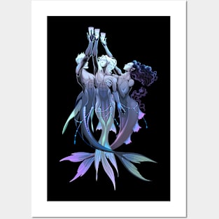 Triple Mermaid Posters and Art